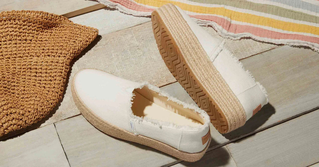 Women's Valencia Platform Espadrille in white canvas shown.