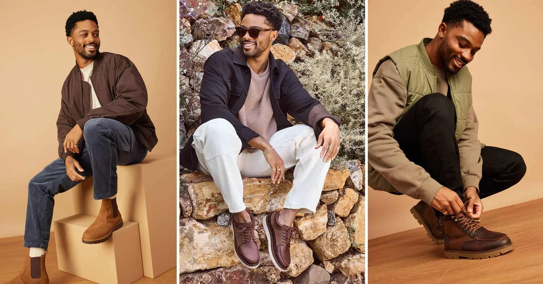 Models wearing the Navi Griffin Boot, TRVL Lite Boot, and Palomar Boot shown.
