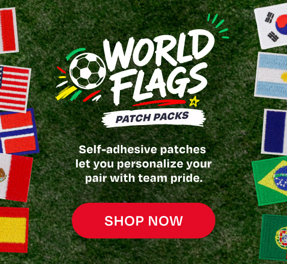 World Flags. Soccer ball graphic. Patch packs. Shop Now.
