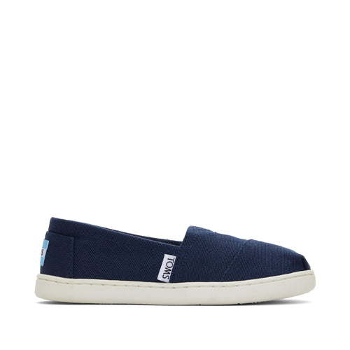 Youth Alpargata Navy Canvas Kids Shoe Side View