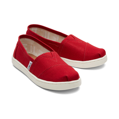 Youth Alpargata Red Canvas Kids Shoe Front View