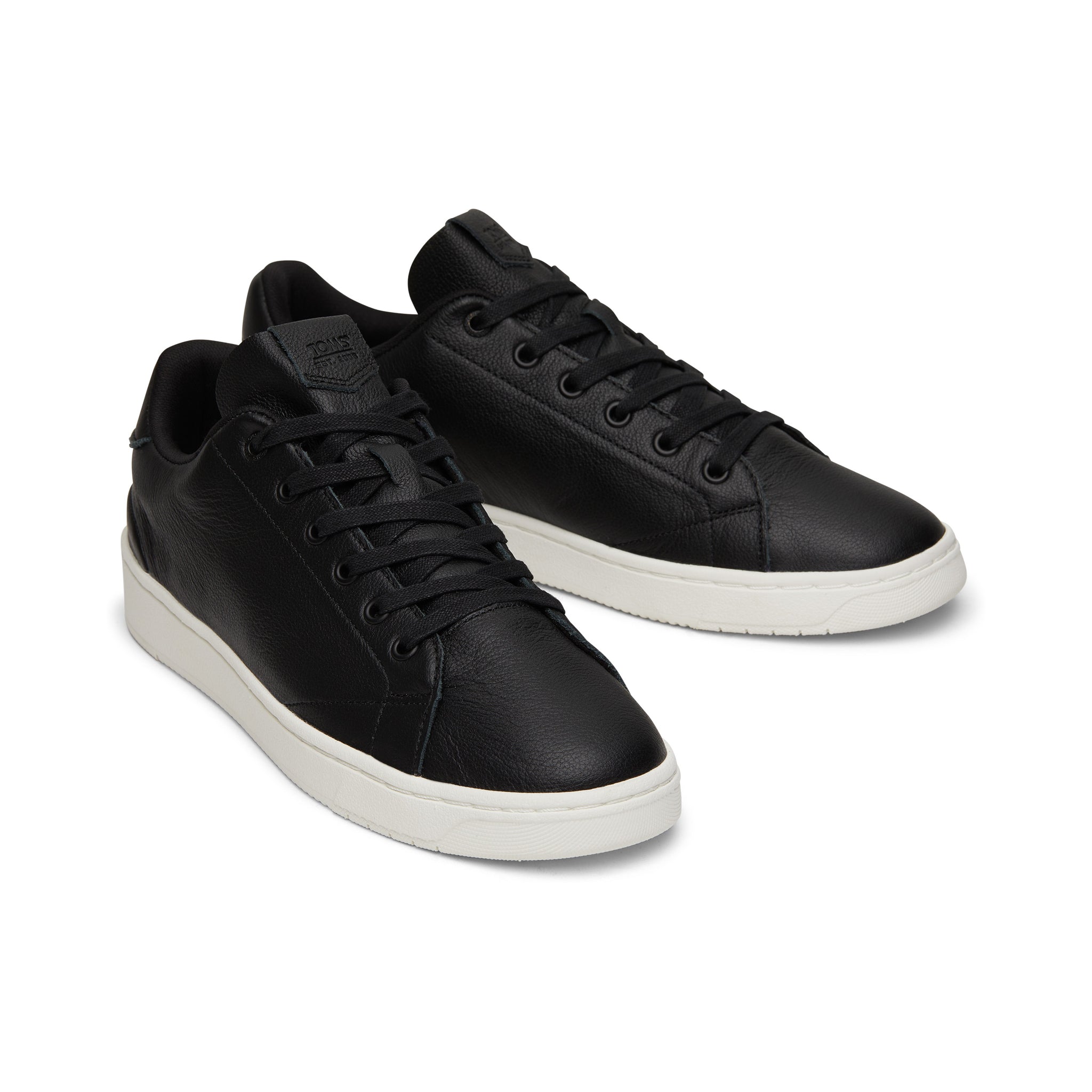 TRVL LITE Black Leather Lace-Up Sneaker Front View