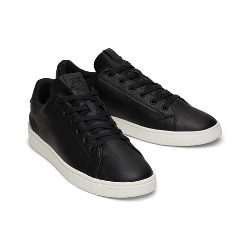 TRVL LITE Black Leather Lace-Up Sneaker Front View