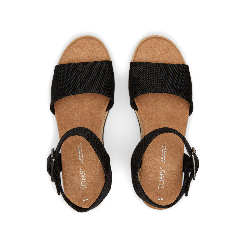 Diana Black Wedge Sandal Top View
