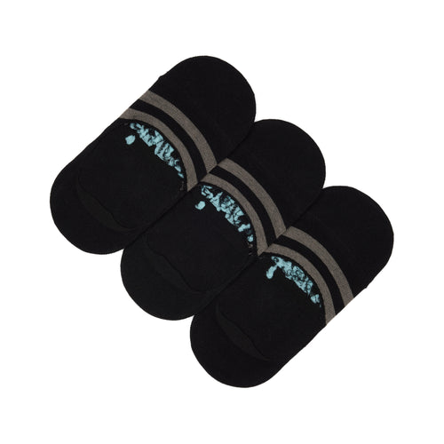 Classic No Show Socks Black 3 Pack Front View
