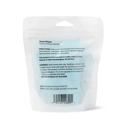 TOMS Shoe Cleaning Wipes 8 Pack Back View