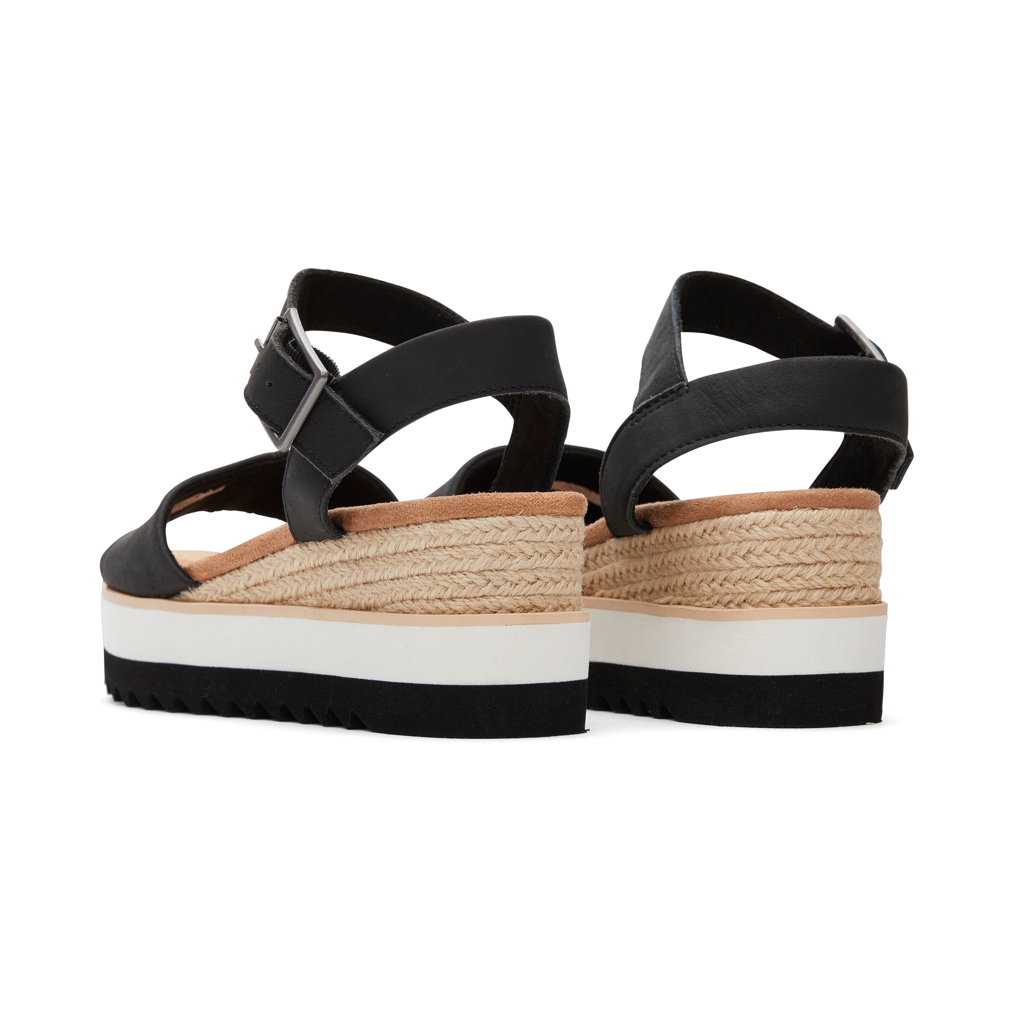 Diana Black Leather Wedge Sandal Back View