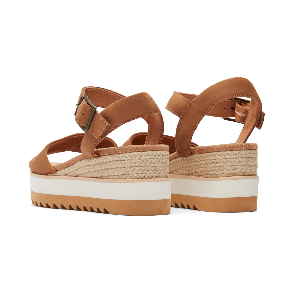 Diana Tan Leather Wedge Sandal Back View