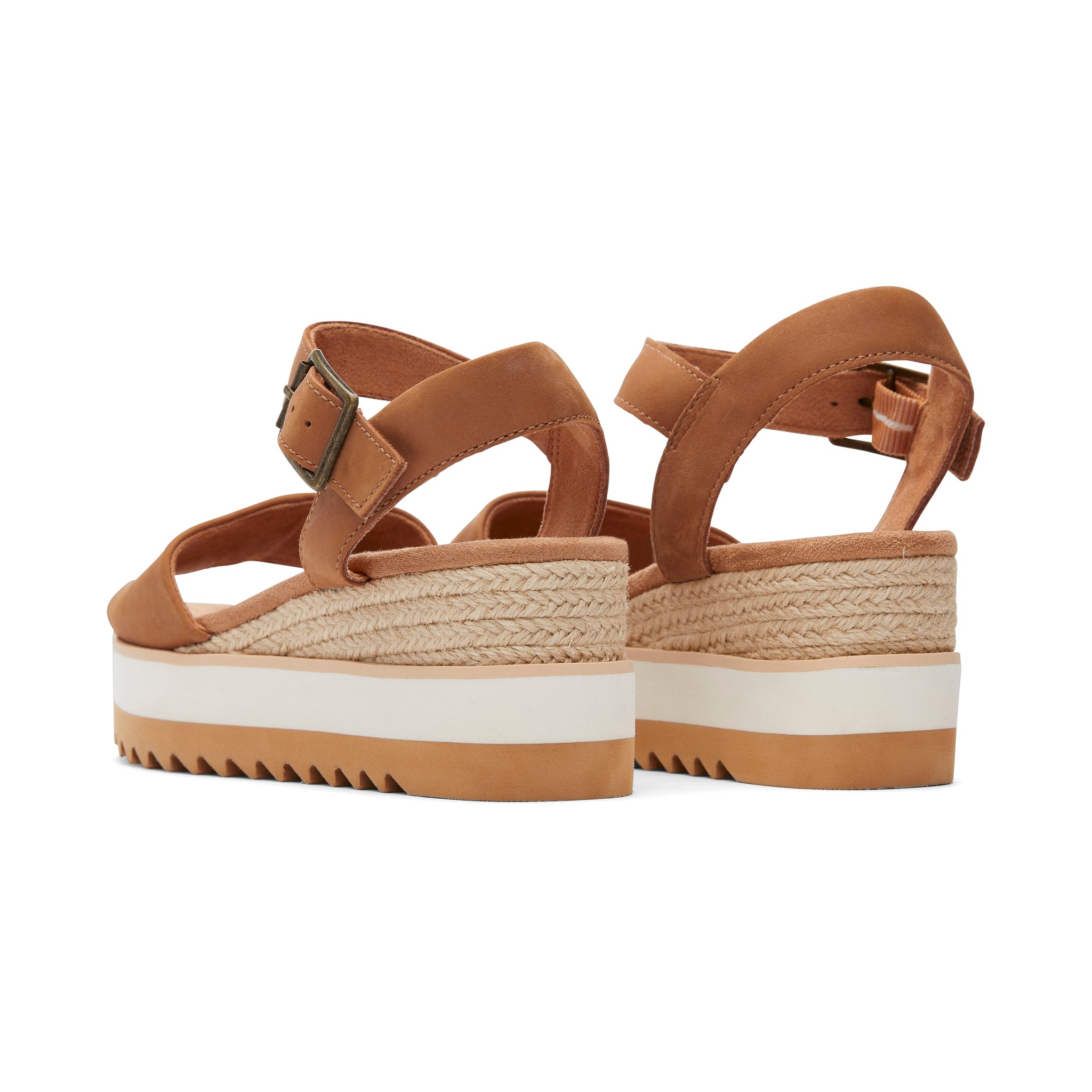 Diana Tan Leather Wedge Sandal Back View