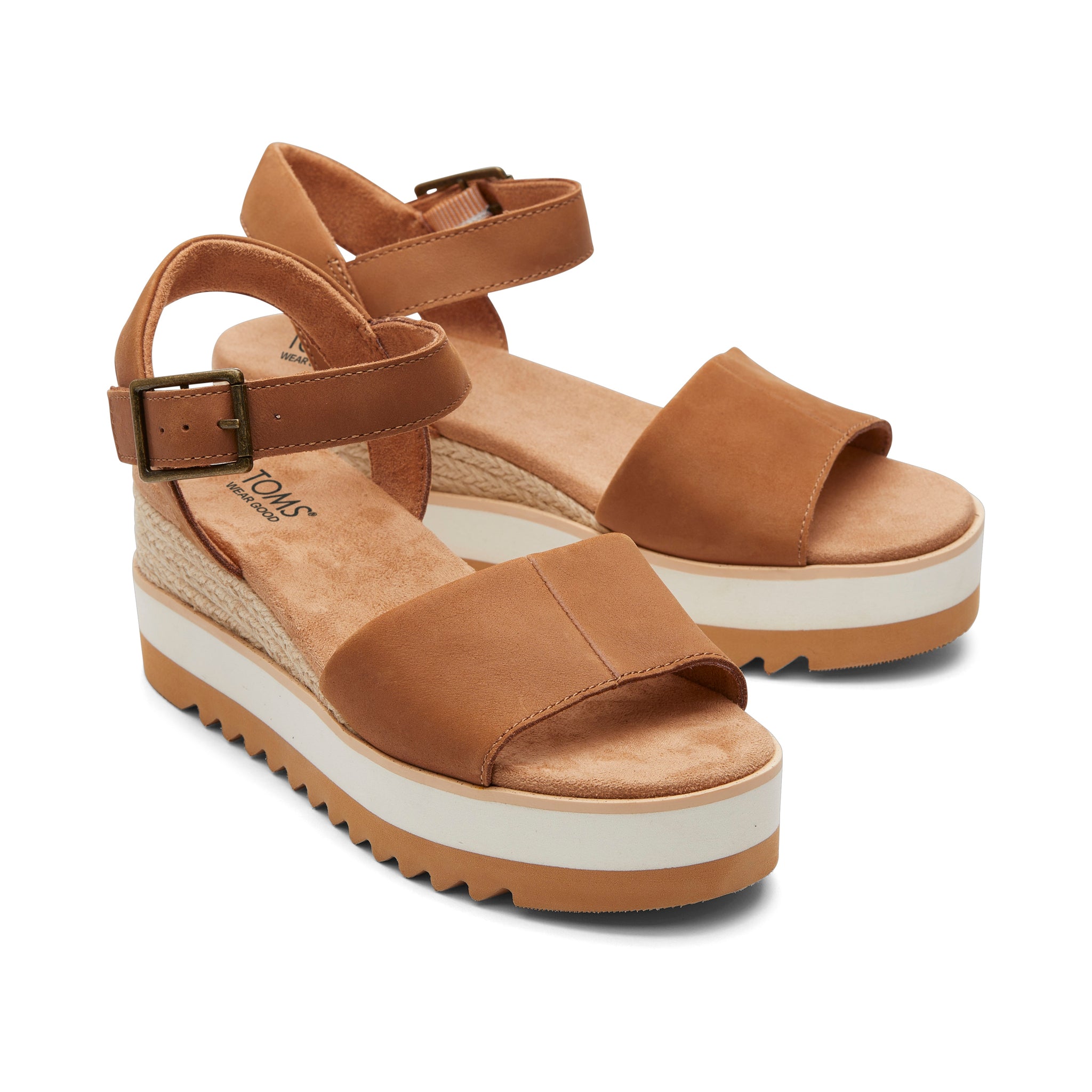 Diana Tan Leather Wedge Sandal Front View