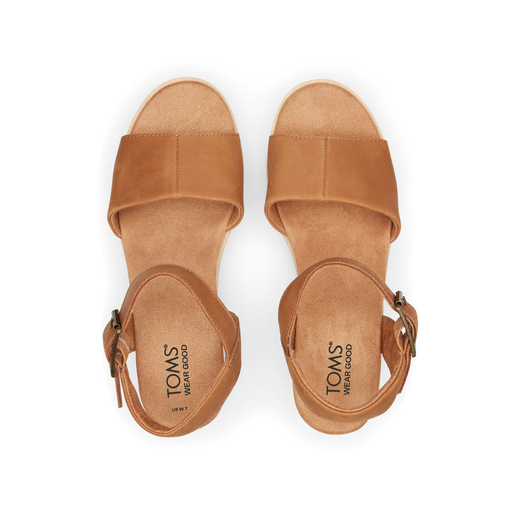 Diana Tan Leather Wedge Sandal Top View