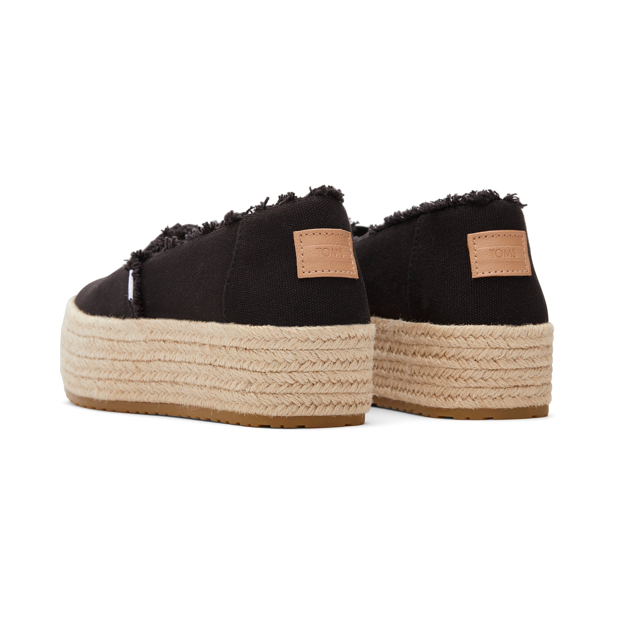 Valencia Black Canvas Platform Espadrille Back View