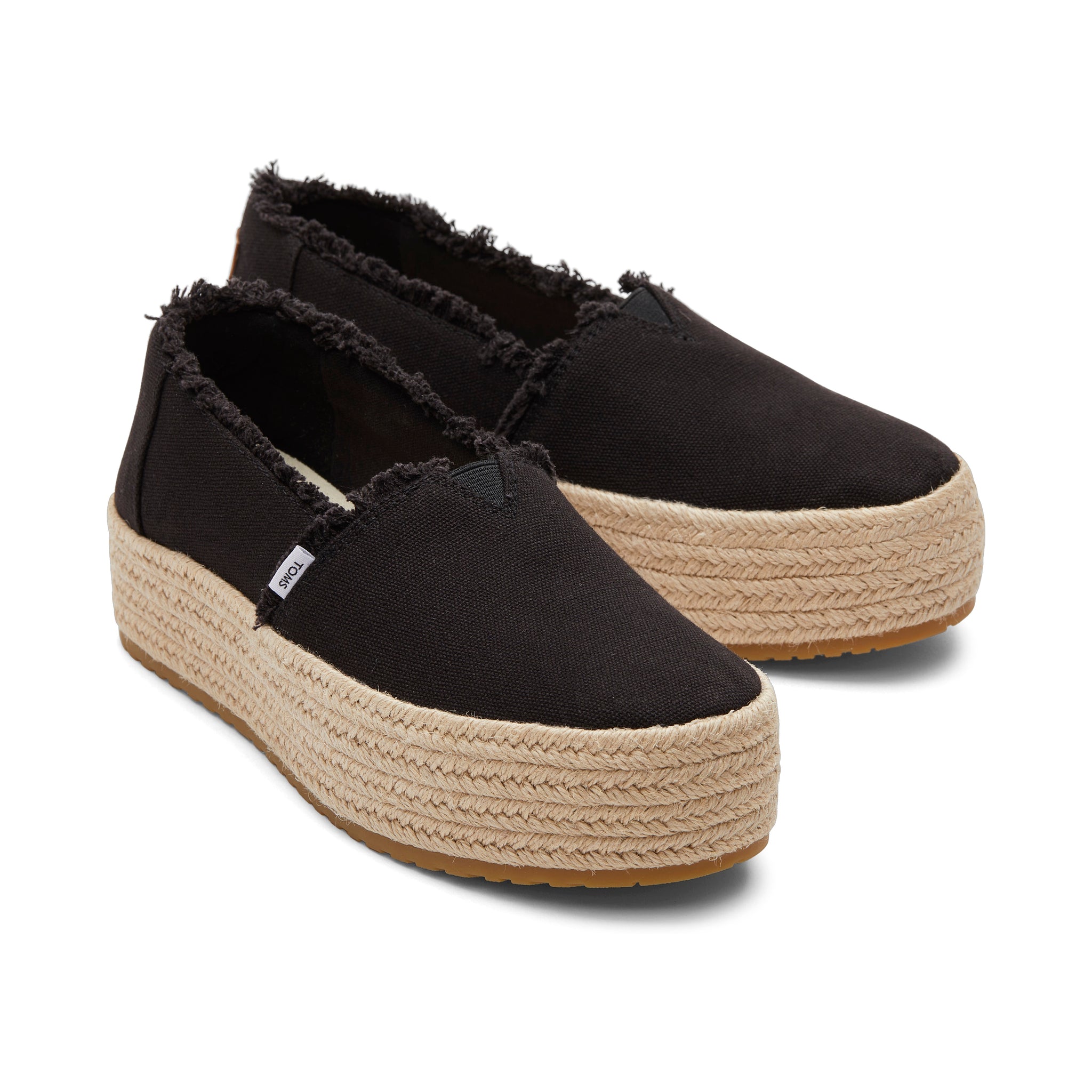Valencia Black Canvas Platform Espadrille Front View