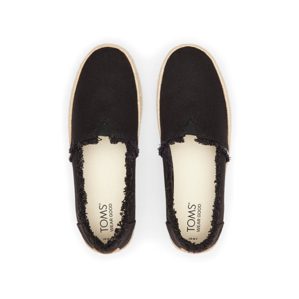 Valencia Black Canvas Platform Espadrille Top View