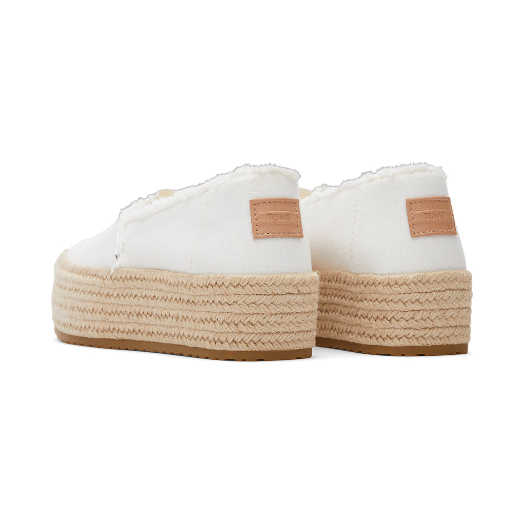 Valencia White Canvas Platform Espadrille Back View
