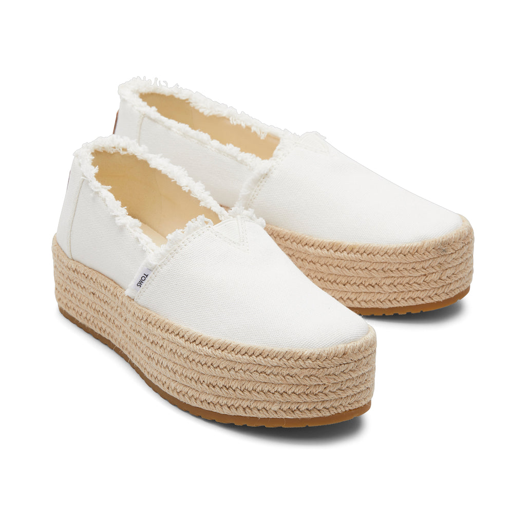 Valencia White Canvas Platform Espadrille Front View