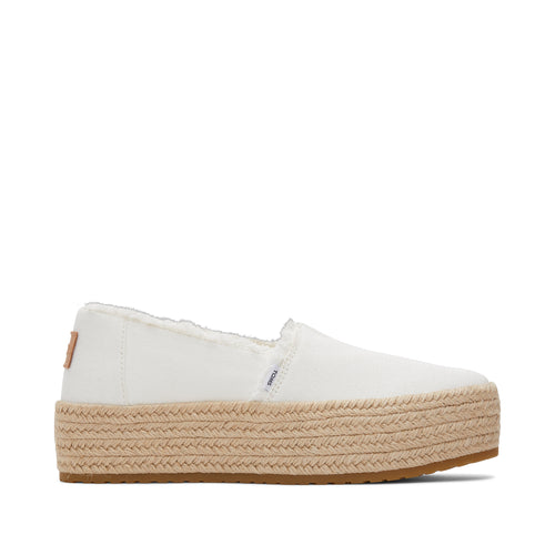 Valencia White Canvas Platform Espadrille Side View