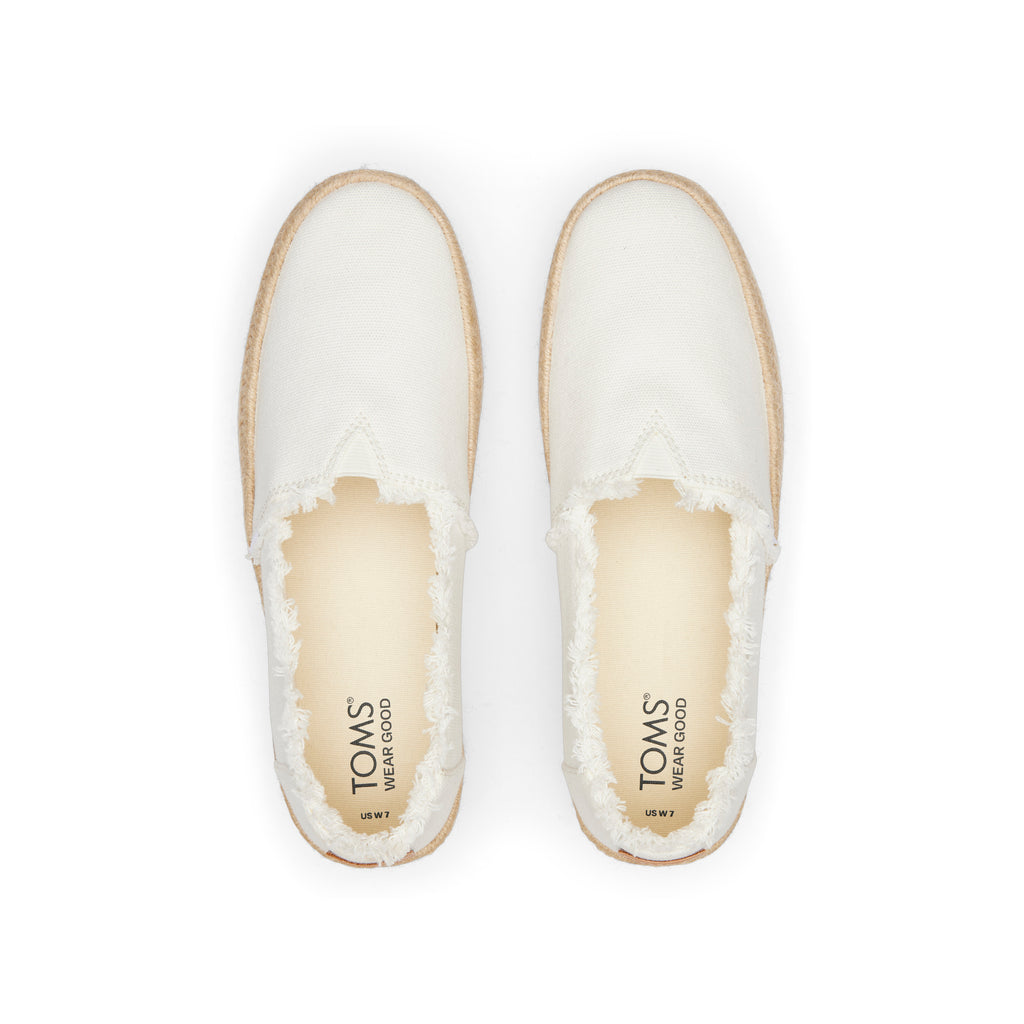 Valencia White Canvas Platform Espadrille Top View