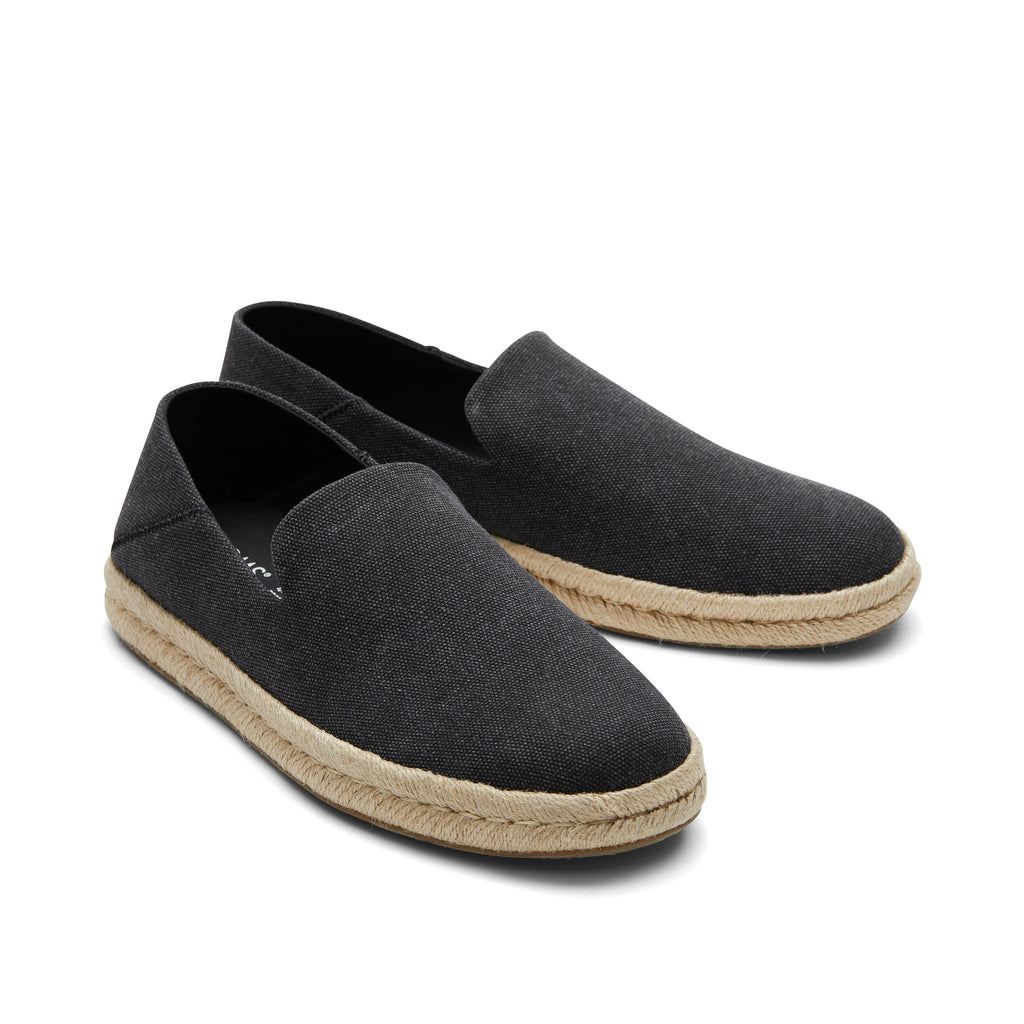 Santiago Loafer - Black Recycled Cotton Canvas Front View