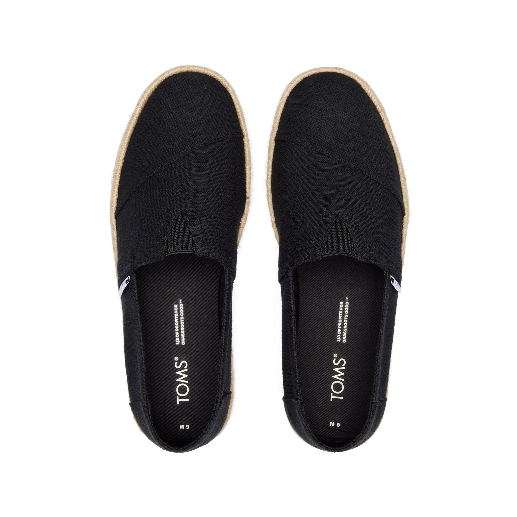 Alpargata Black Recycled Cotton Rope 2.0 Espadrille Top View