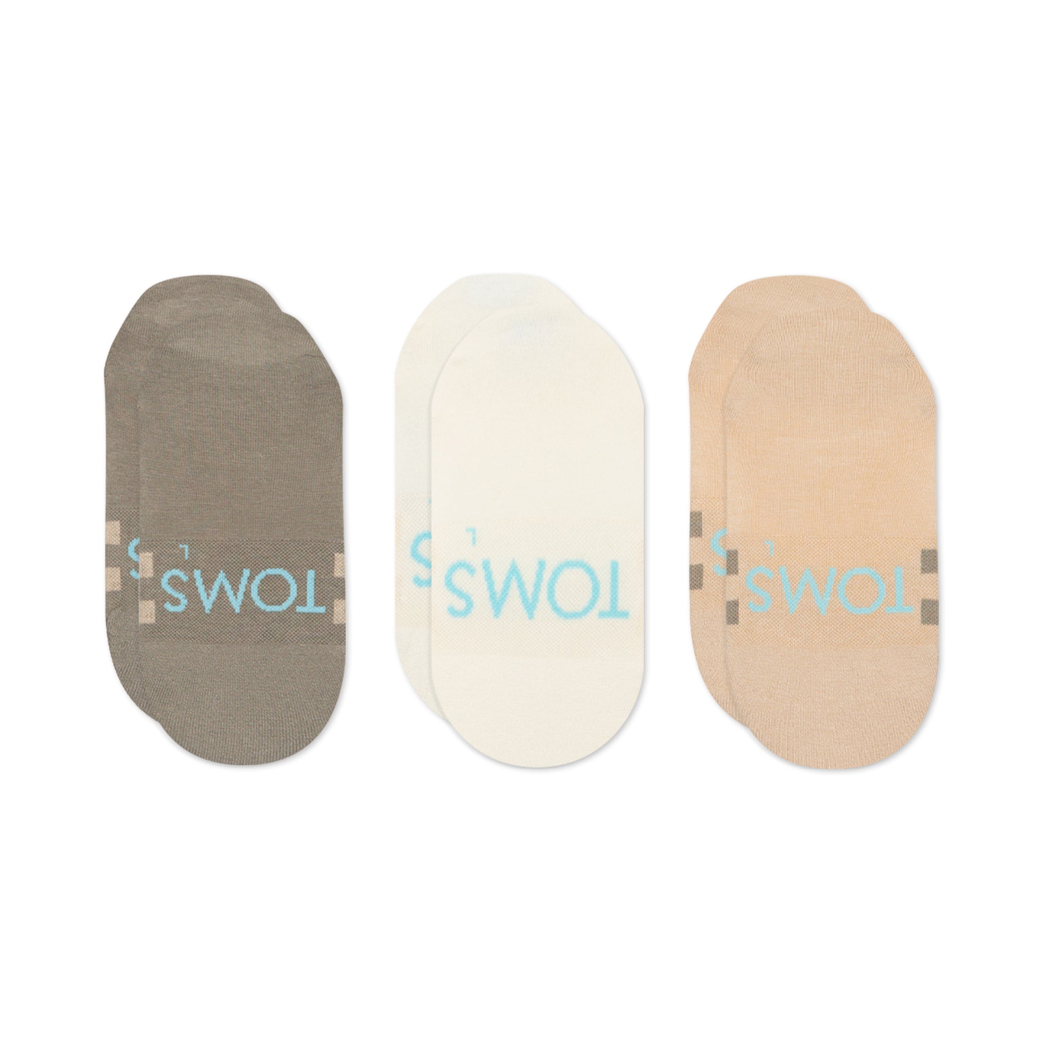 Classic No Show Socks Mixed Neutral 3 Pack Back View