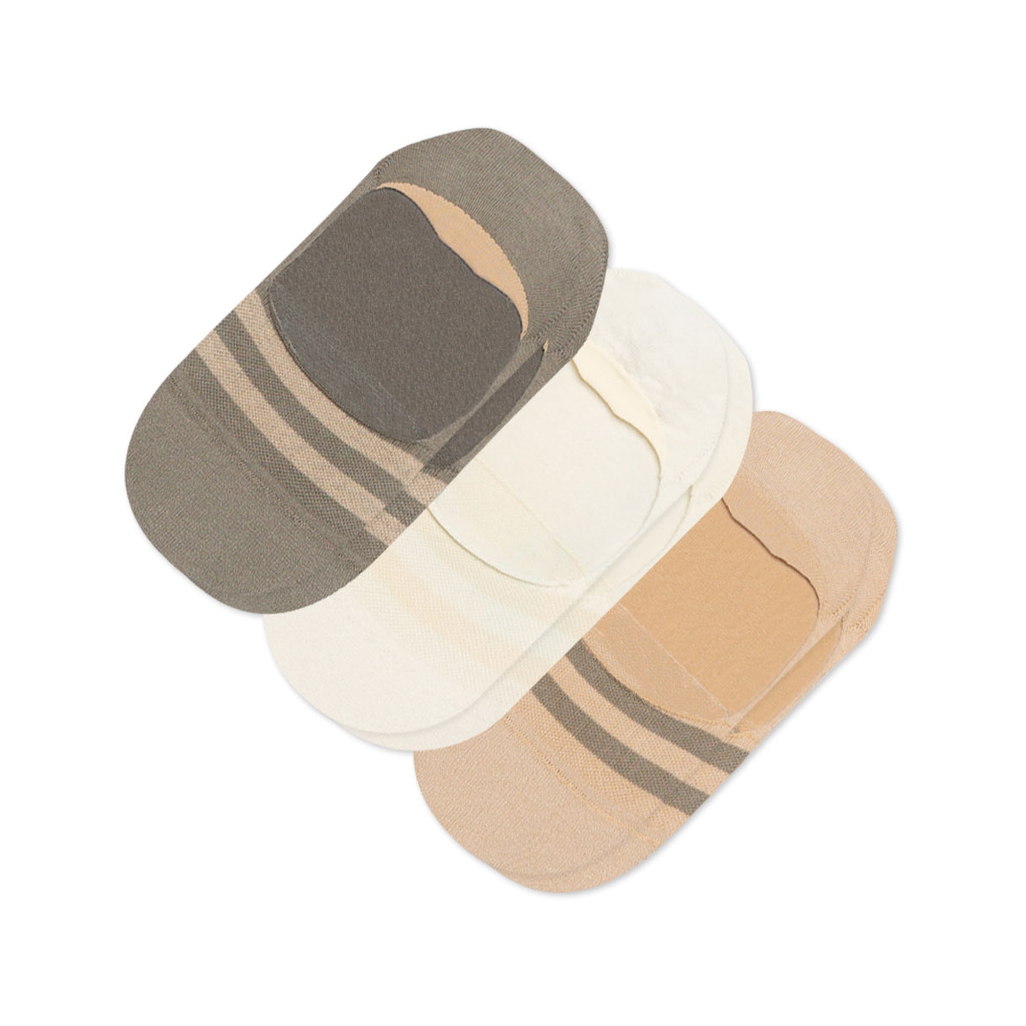 Classic No Show Socks Mixed Neutral 3 Pack Front View