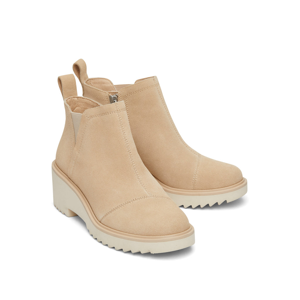 Maude Oatmeal Suede Wedge Boot Front View