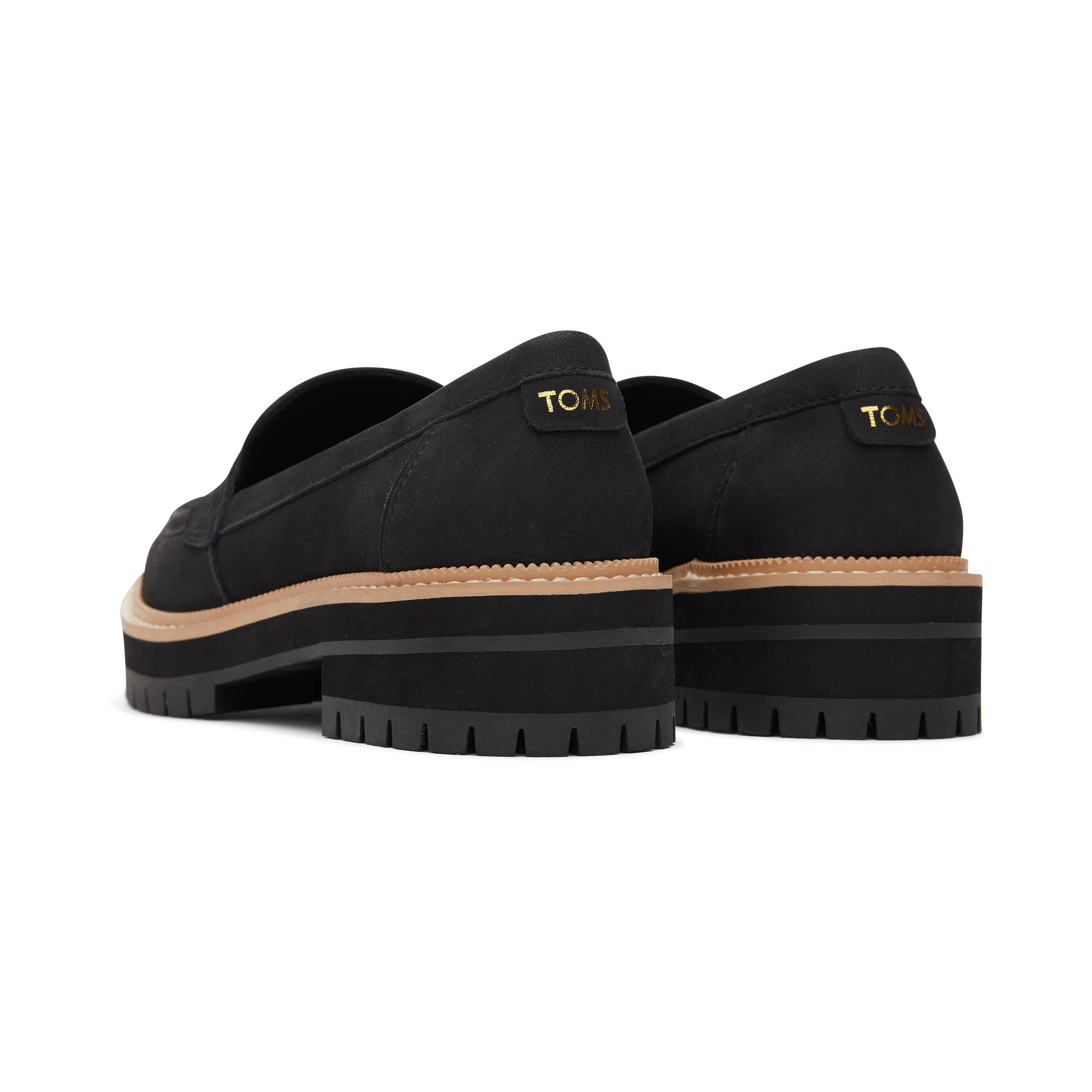 Cara Black Leather Loafer Back View