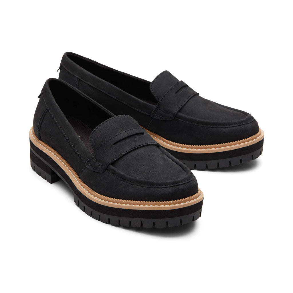 Cara Black Leather Loafer Front View