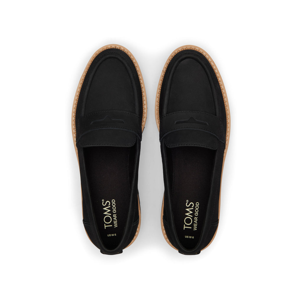 Cara Black Leather Loafer Top View