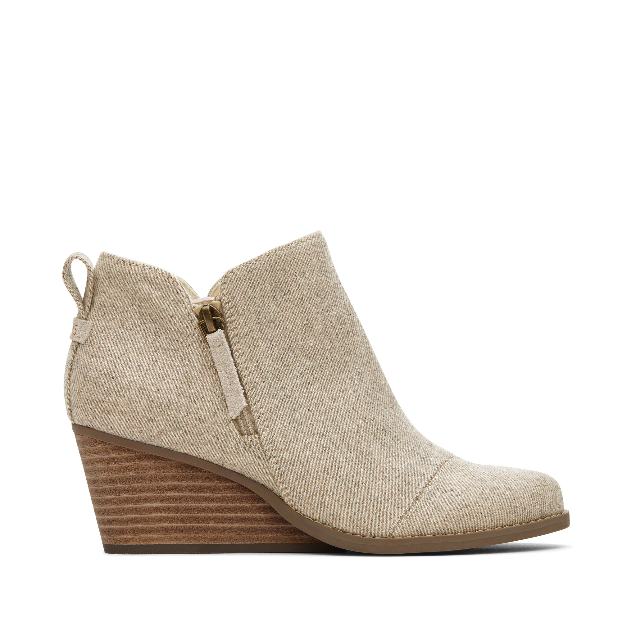 Goldie Natural Glimmer Wedge Boot Side View