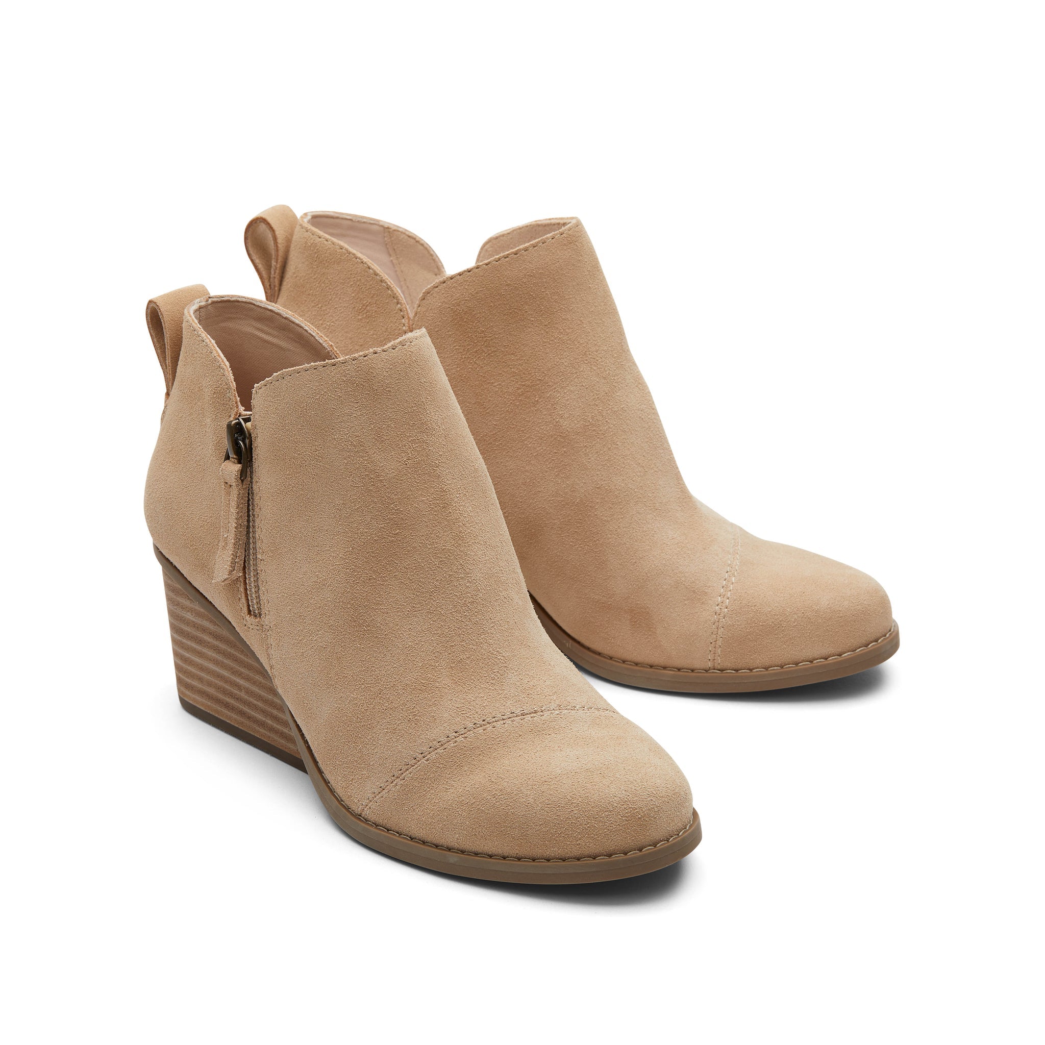 Goldie Oatmeal Suede Wedge Boot Front View