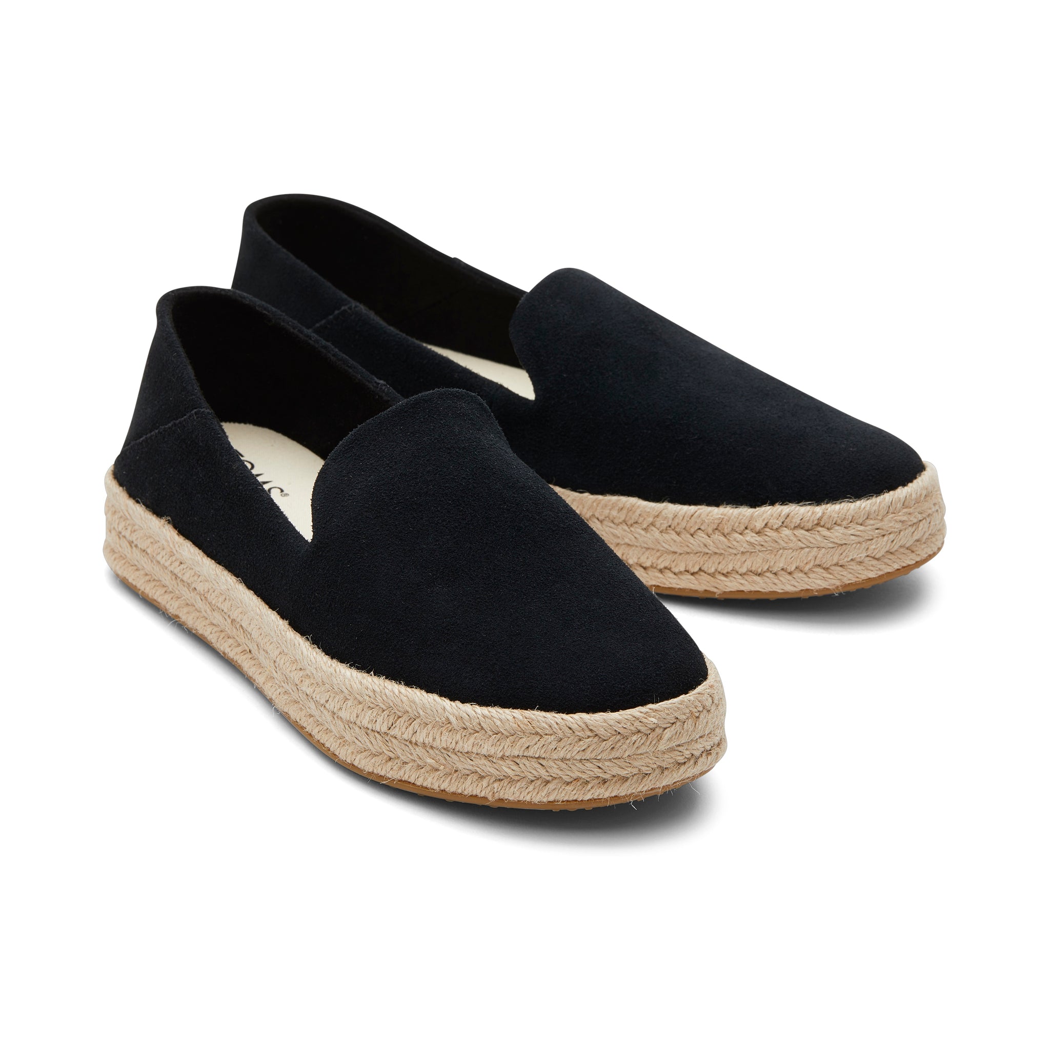 Carolina Black Suede Espadrille Front View