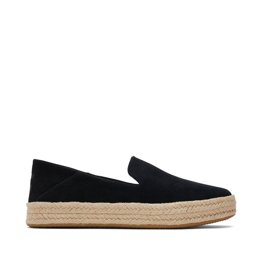 Carolina Black Suede Espadrille Side View