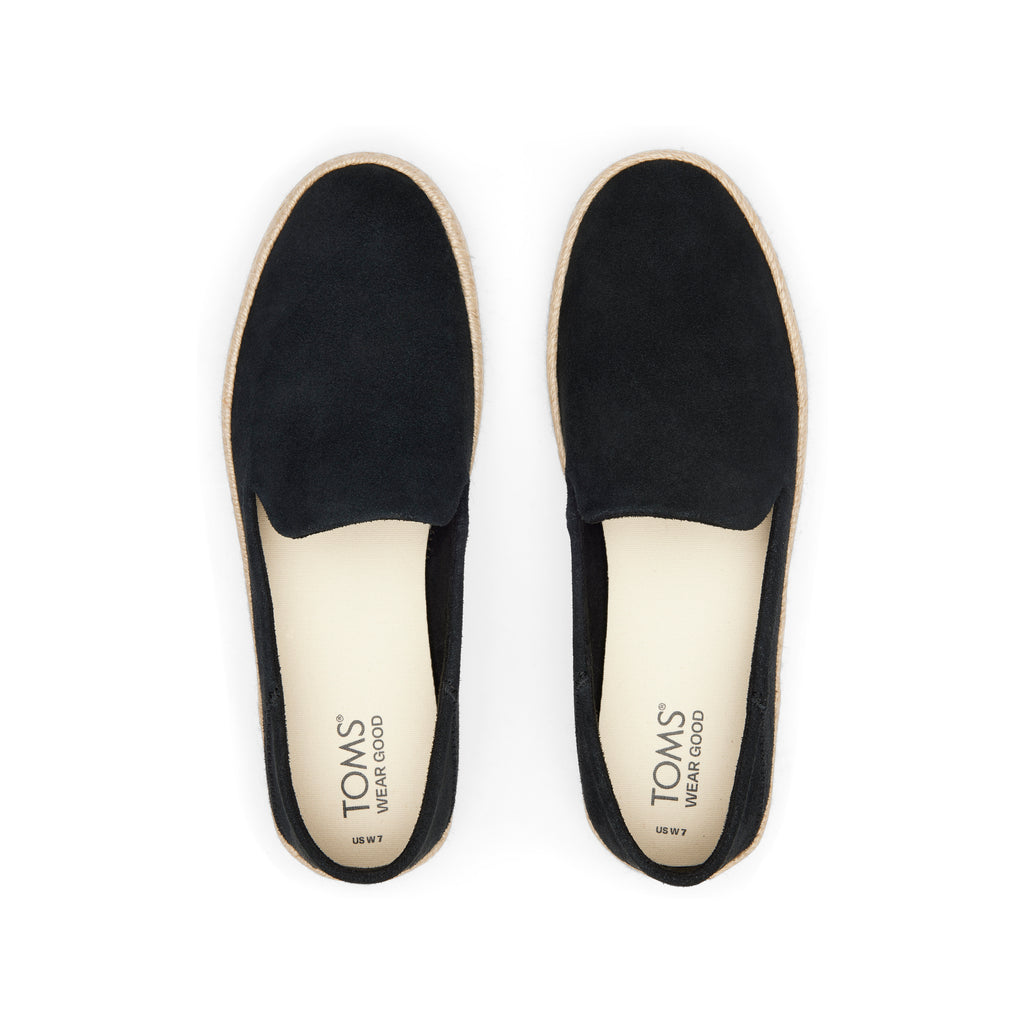 Carolina Black Suede Espadrille Top View