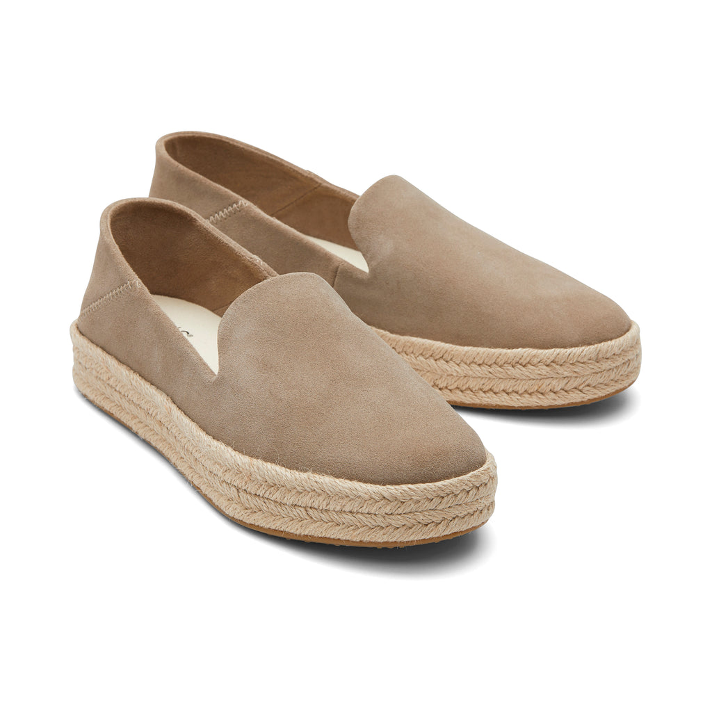 Carolina Taupe Suede Espadrille Front View