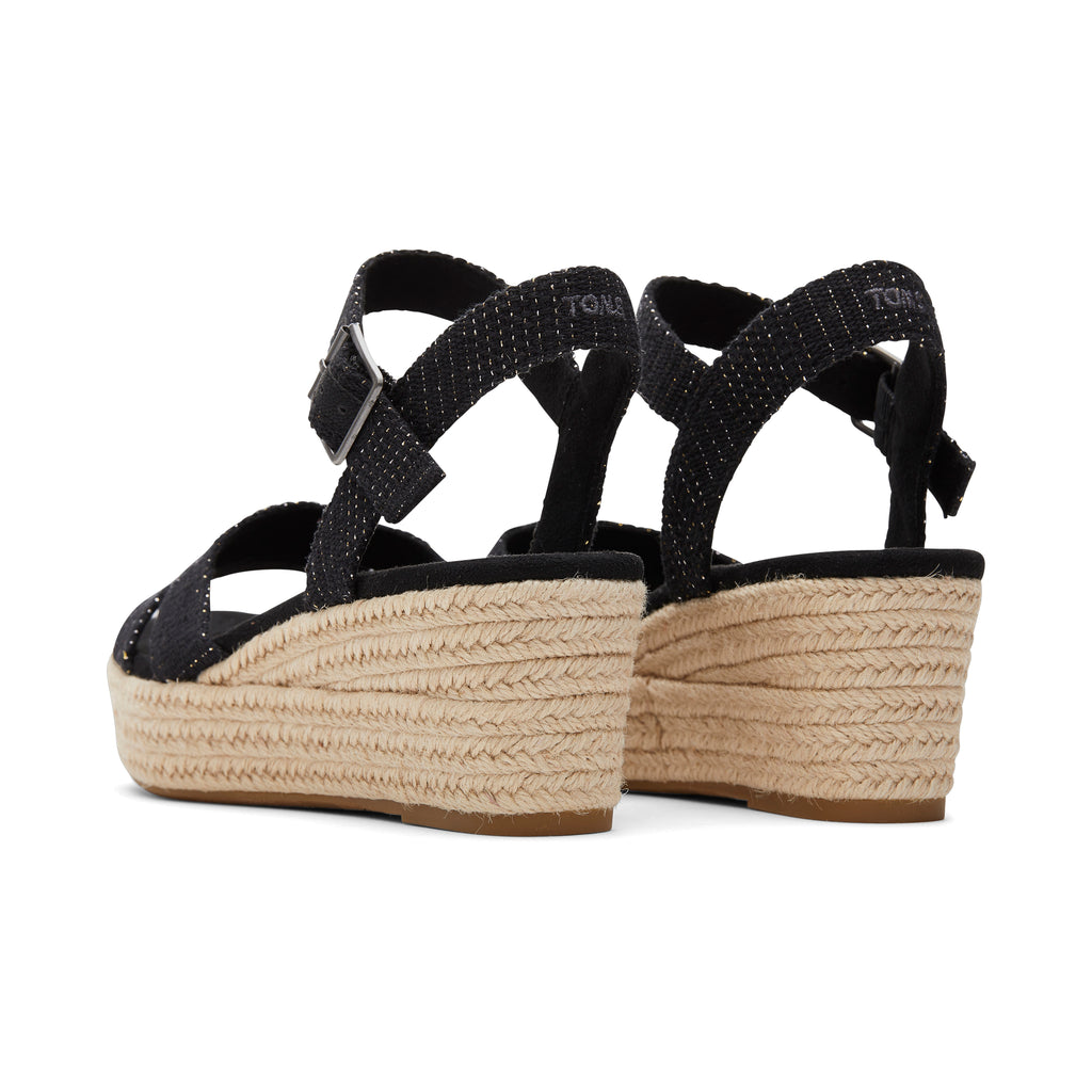Audrey Black Metallic Wedge Sandal Back View