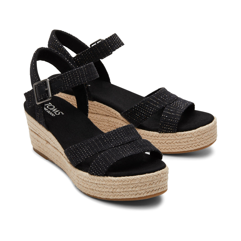 Audrey Black Metallic Wedge Sandal Front View