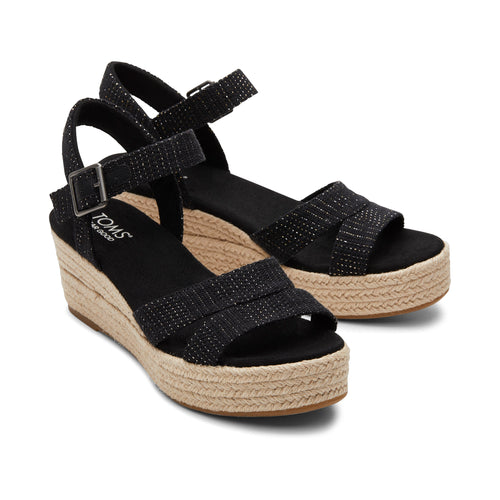 Audrey Black Metallic Wedge Sandal Front View