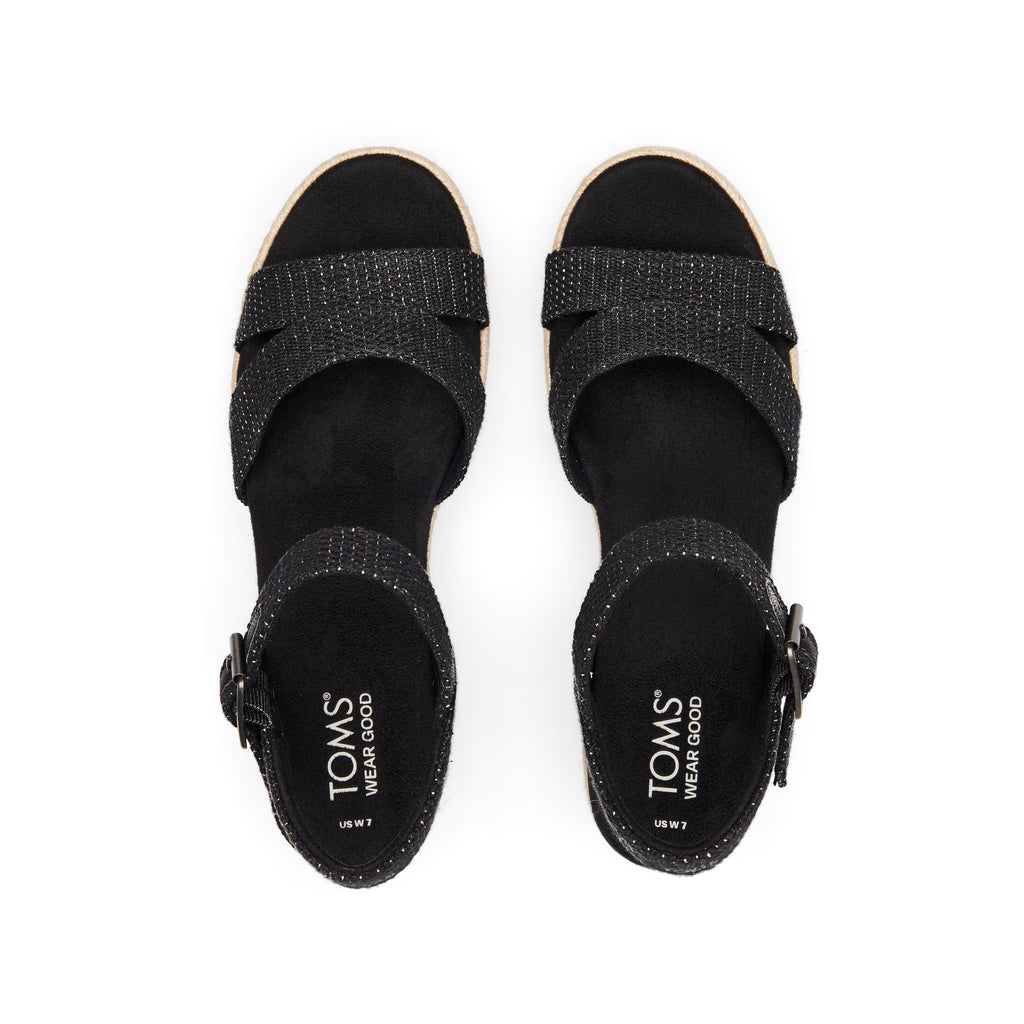 Audrey Black Metallic Wedge Sandal Top View