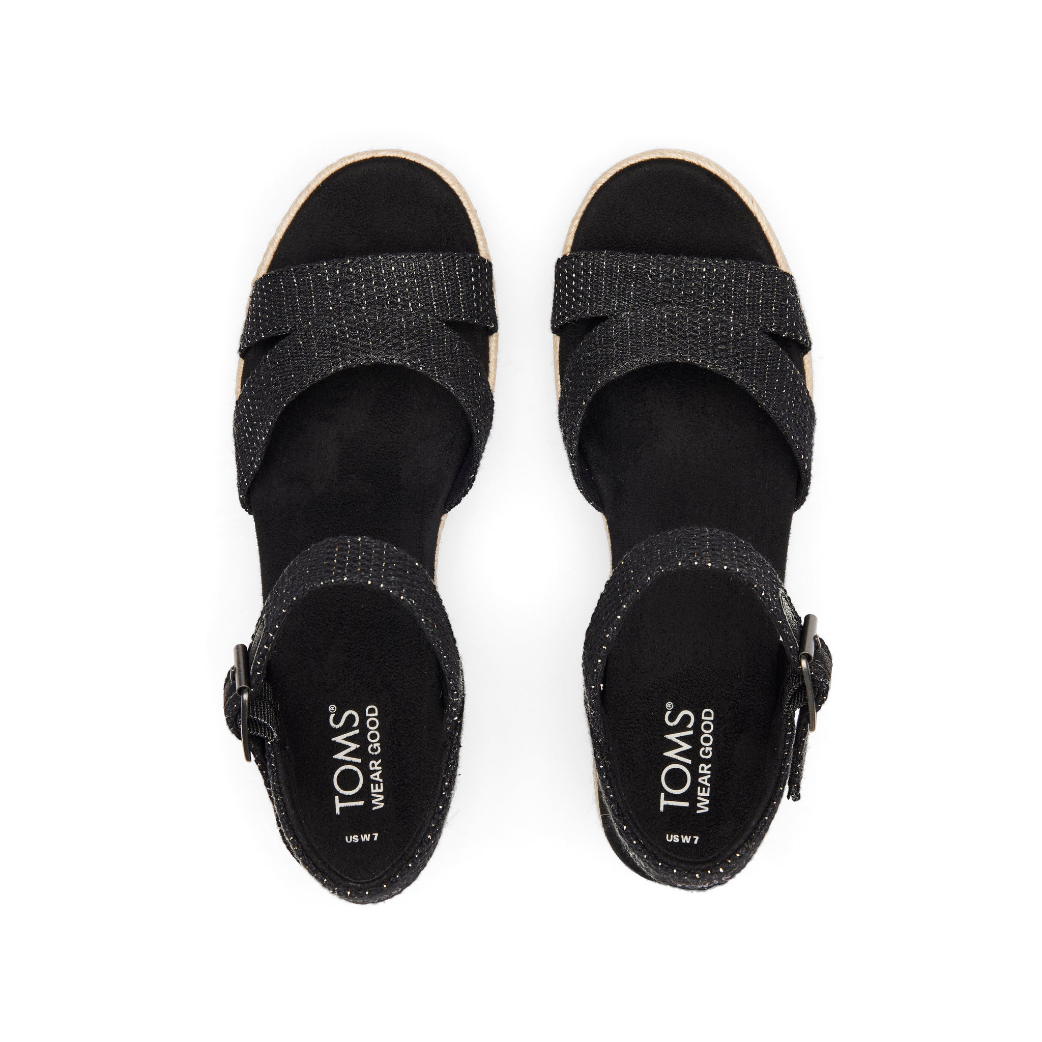 Audrey Black Metallic Wedge Sandal Top View