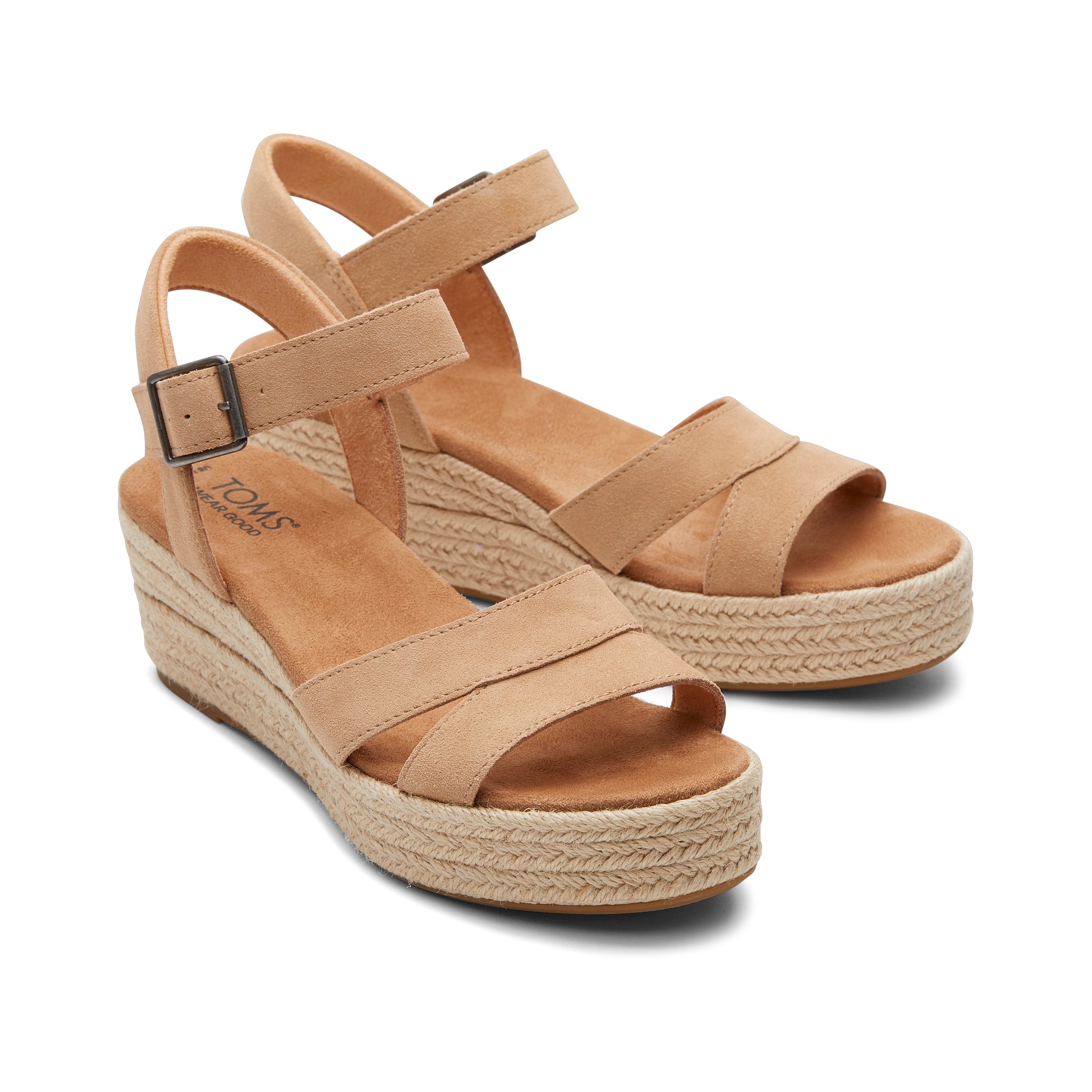 Audrey Honey Suede Wedge Sandal Front View