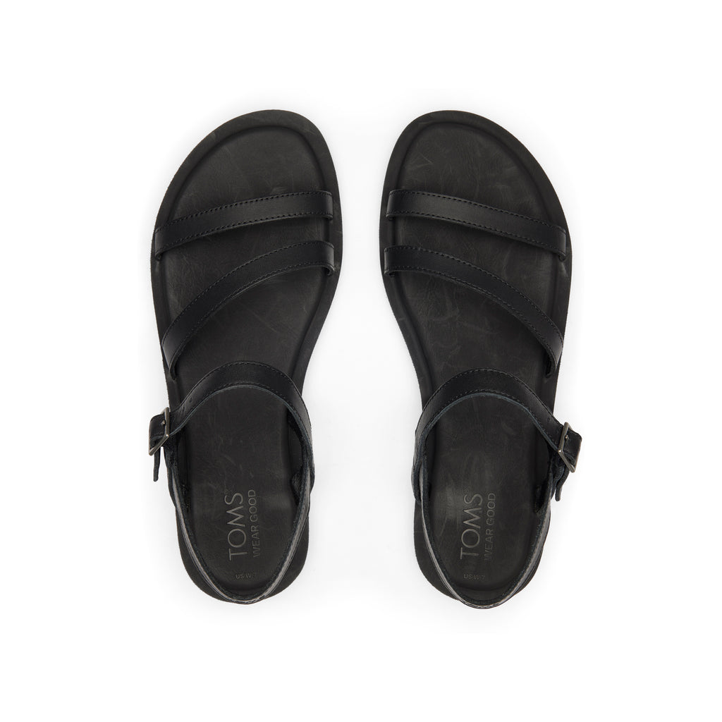 Kira Black Leather Strappy Sandal Top View