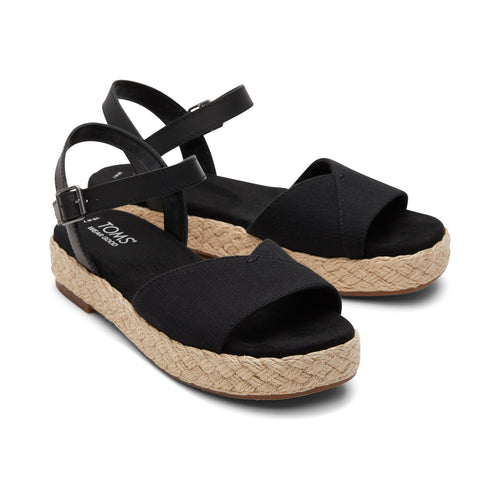 Abby Black Flatform Espadrille Sandal Front View