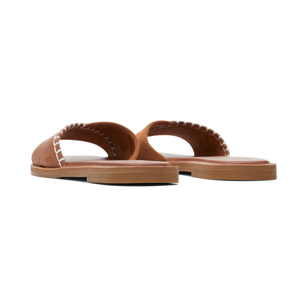 Shea Tan Leather Slide Sandal Back View