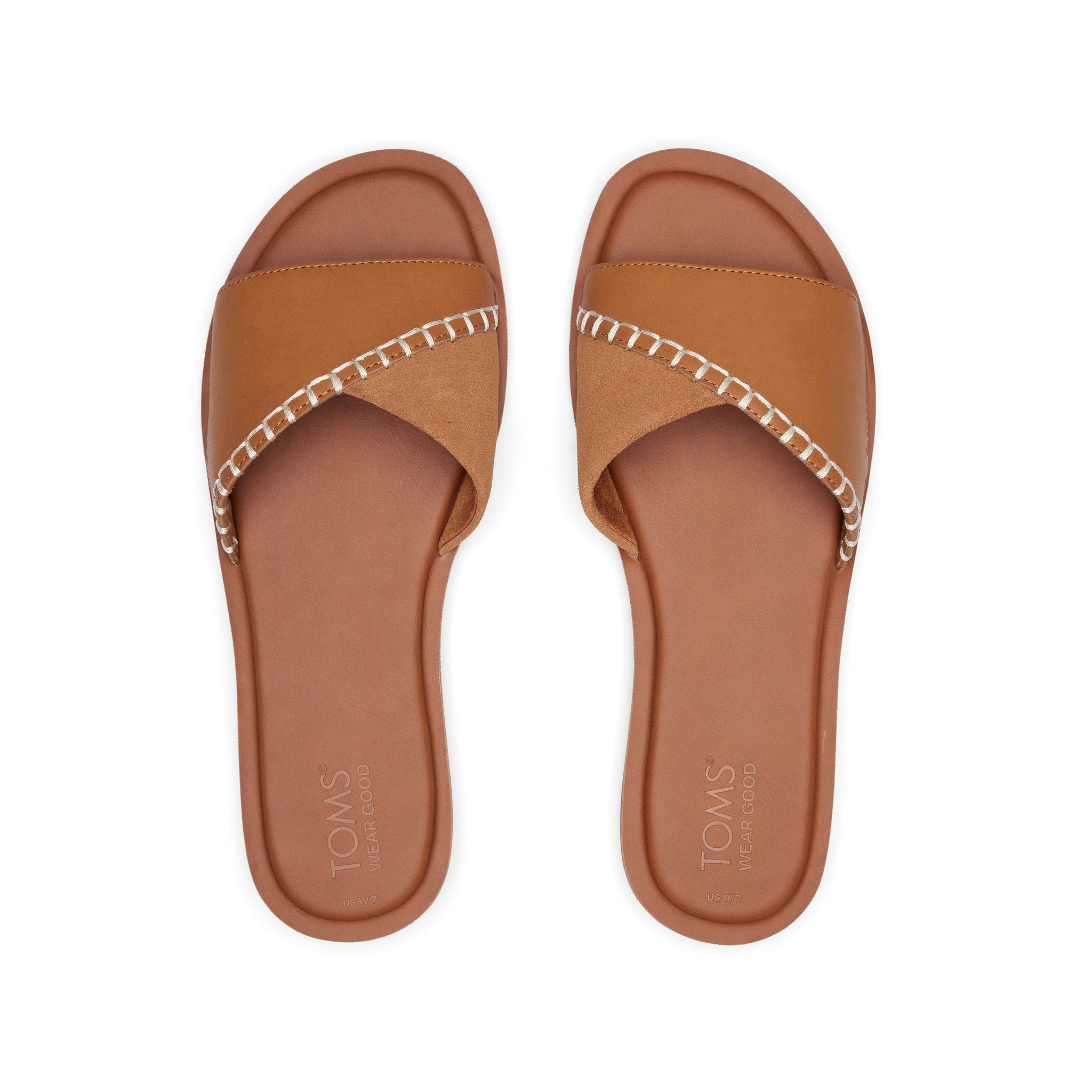 Shea Tan Leather Slide Sandal Top View