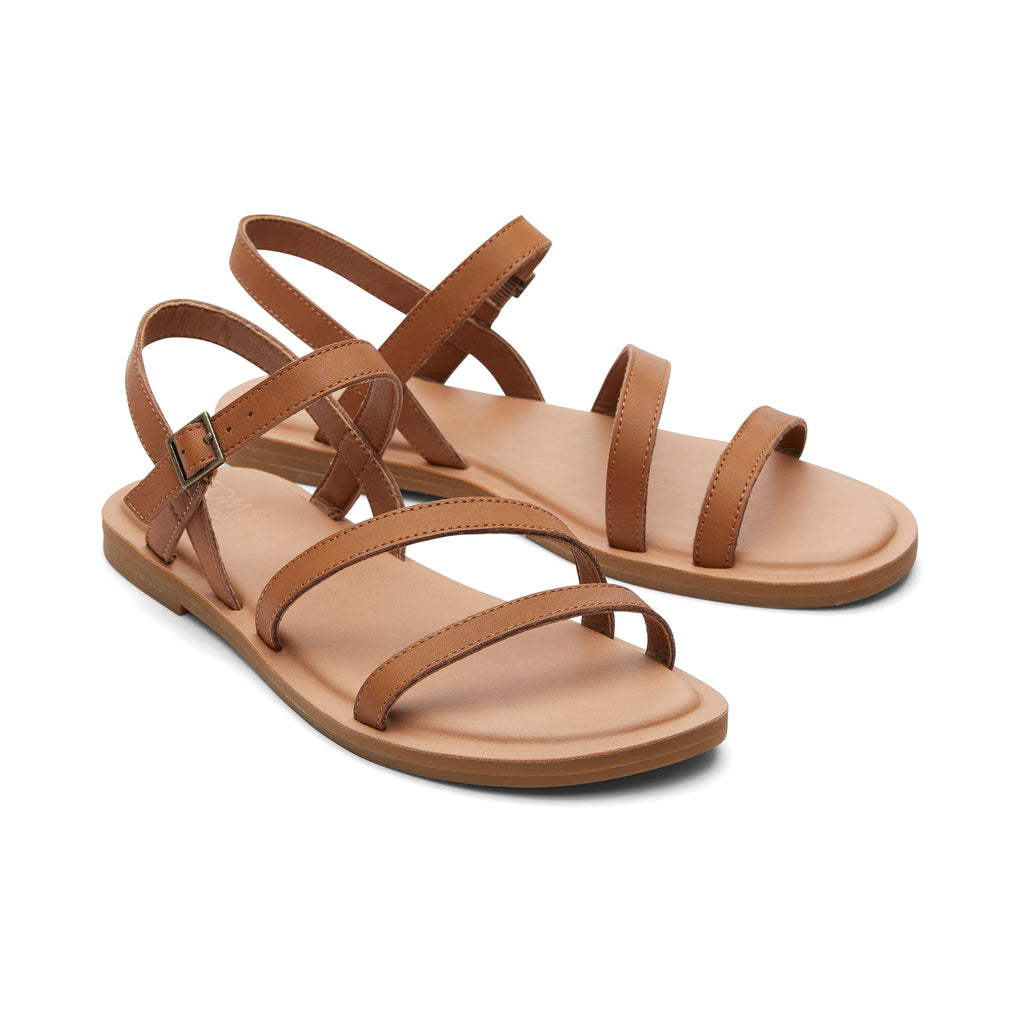 Kira Tan Leather Strappy Sandal Front View