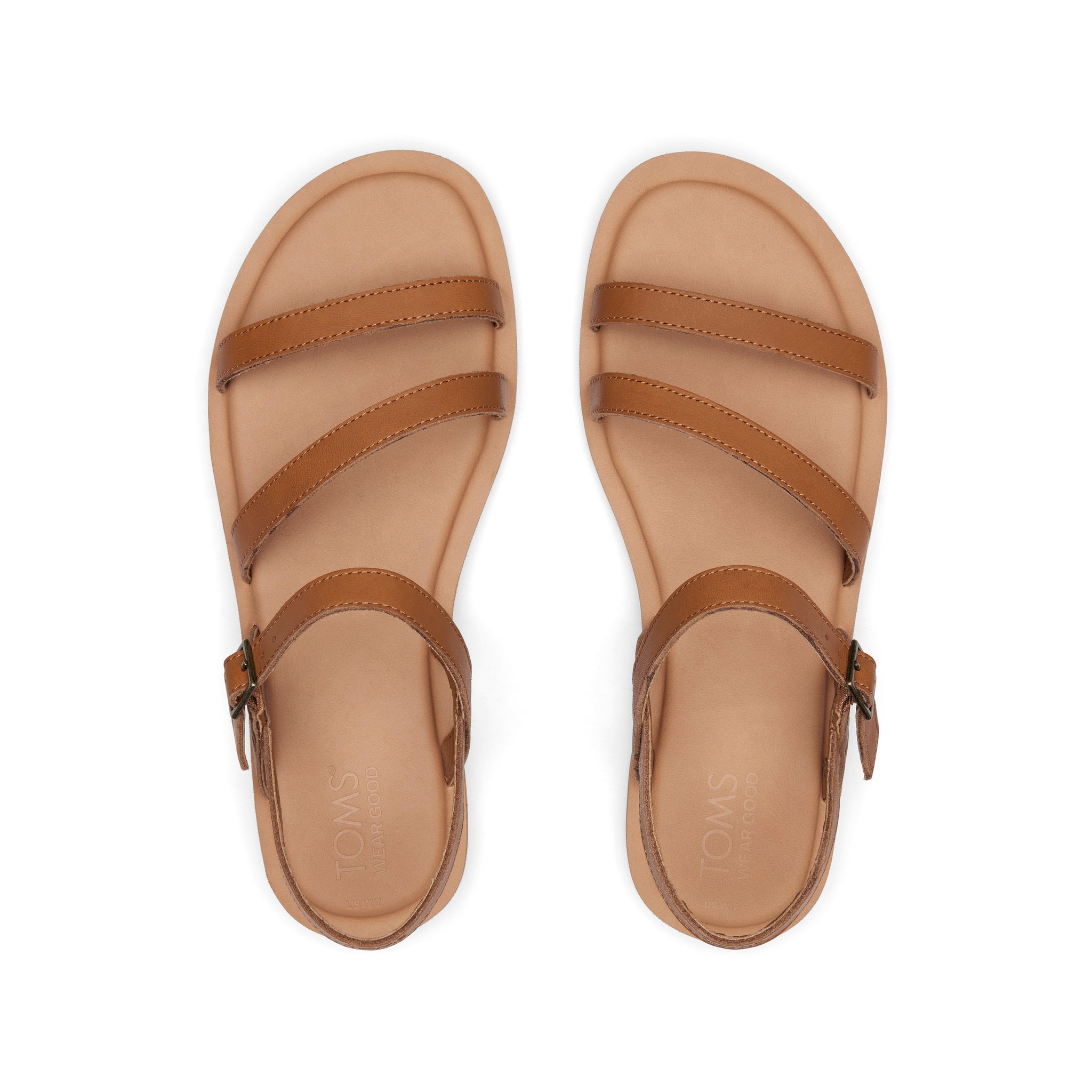 Kira Tan Leather Strappy Sandal Top View