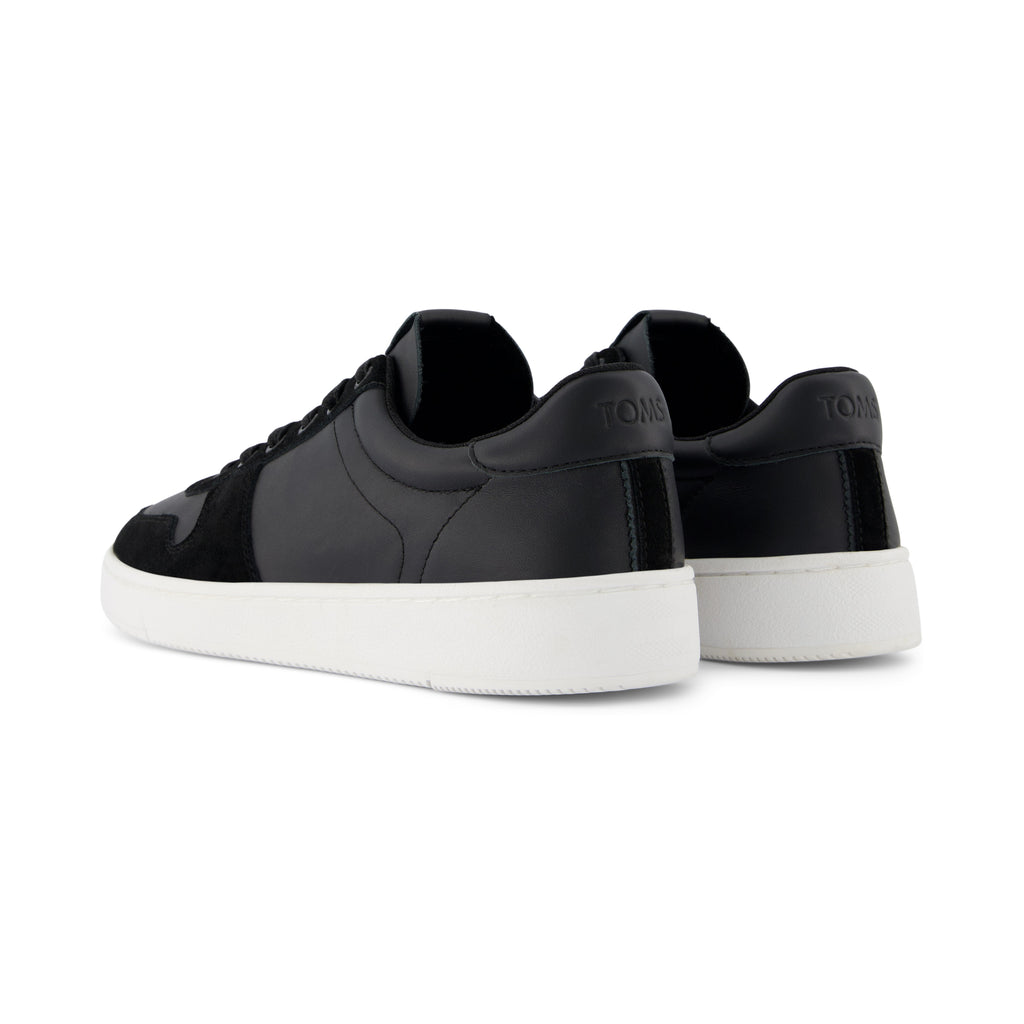 TRVL LITE Court Black Leather Sneaker Back View