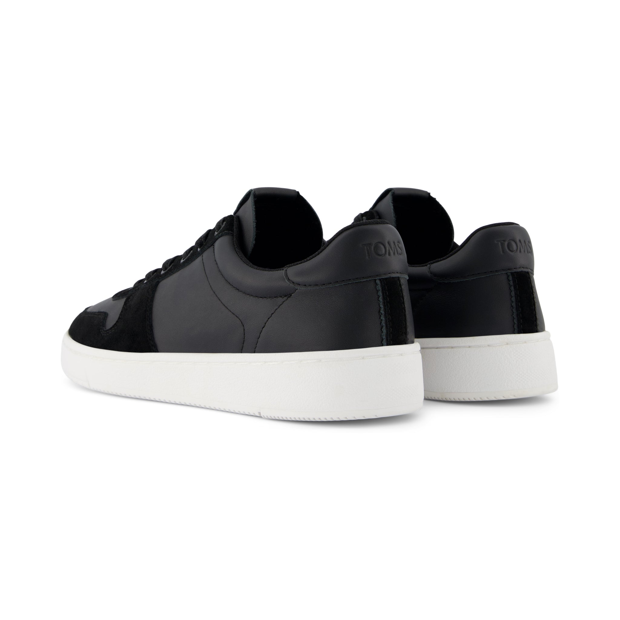 TRVL LITE Court Black Leather Sneaker Back View